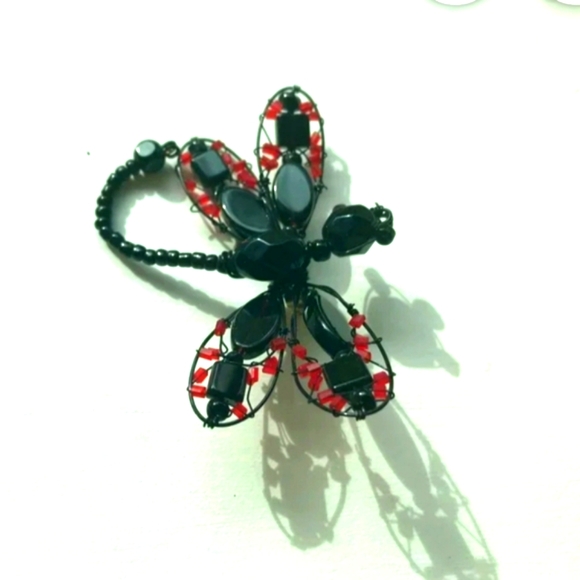 🆕️Vtg Rare Beautiful Dagon Glass Dragonfly Brooch - Picture 5 of 6